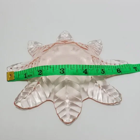 Vintage Light Pink Snowflake Glass Hobnail Bon Bon Candy Trinket Dish 7 Inches - Picture 8 of 8